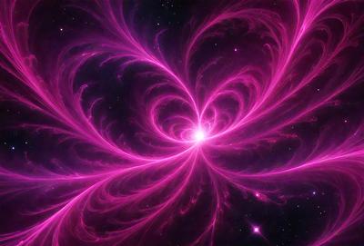 The primary subject of the image is a pink spiral, which appears to be a part of a larger, more complex pattern. The setting is a night sky, with the spiral being the main focus of the scene. The visual style of the image is a combination of digital art and illustration, creating a unique and eye-catching design. The dominant colors in the image are pink and purple, giving the scene a warm and inviting atmosphere.