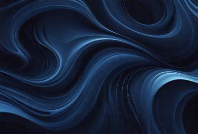 The primary subject of the image is a blue, swirling, and flowing pattern. The setting is a dark blue background, which contrasts with the swirling pattern. The visual style is a digital art or illustration, creating a dynamic and captivating scene. The dominant colors are blue and black, giving the image a calm and serene atmosphere.