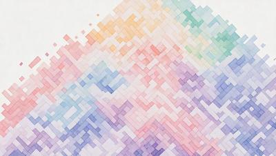 The primary subject of the image is a colorful, abstract pattern. The setting is a white background, which provides a clean and minimalist appearance. The visual style is a combination of digital art and illustration, creating a unique and eye-catching design. The dominant colors in the image are a mix of blue, pink, and yellow, which contribute to a lively and vibrant atmosphere.