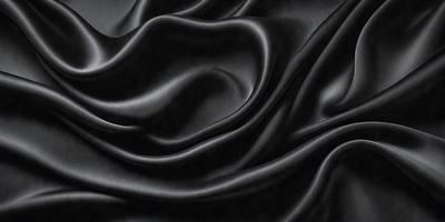 The primary subject of the image is a close-up of a black fabric, possibly a piece of clothing or a curtain. The setting is a dark background, which emphasizes the fabric's texture and pattern. The visual style is a black and white photo, giving the image a classic and timeless appearance. The colors and mood are predominantly dark, with the black fabric serving as the focal point of the image.