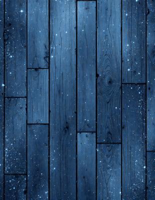 The primary subject of the image is a wooden floor with a blue background. The setting is a room with a wooden floor, and the visual style is a photo. The colors and mood of the image are predominantly blue, creating a calm and serene atmosphere.