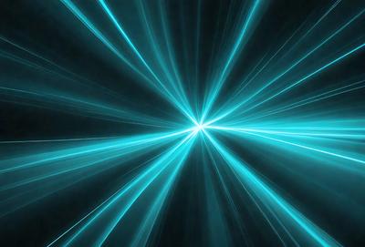 The primary subject of the image is a bright blue light, which appears to be a light source or a neon sign. The light is shining through a blue background, creating a visually striking scene. The visual style of the image is a combination of a photo and digital art, as it captures the vibrant colors and light effects. The colors and mood of the image are predominantly blue, creating a sense of depth and a futuristic atmosphere.