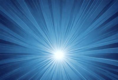 The primary subject of the image is a bright light source, possibly a sun or a light bulb, shining through a blue sky. The setting is a clear, cloudless sky, with no visible landmarks or objects in the background. The visual style of the image is a combination of a photo and a digital art, as it appears to be a close-up of the light source with a blue background. The colors and mood of the image are predominantly blue, creating a calm and serene atmosphere.