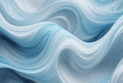 The primary subject of the image is a large, swirling mass of white and blue waves. The setting is a vast, open ocean, with the waves creating a dynamic and captivating scene. The visual style is a combination of photo and digital art, as the waves are captured in a detailed and artistic manner. The dominant colors are white and blue, creating a sense of calmness and tranquility in the image.