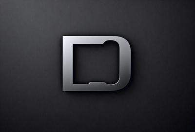 The primary subject of the image is a silver or metallic-looking letter D. The setting is a black background, which contrasts with the silver letter. The visual style appears to be a digital art or illustration, as the letter is depicted in a stylized manner. The colors and mood of the image are predominantly dark, with the silver letter standing out against the black background.