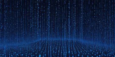 The primary subject of the image is a blue and white raindrop pattern. The setting is a dark blue background, which creates a moody atmosphere. The visual style is a digital art or illustration, as the raindrops are depicted in a detailed and intricate manner. The colors and mood of the image are predominantly dark and mysterious, with the blue raindrops contrasting against the dark background.