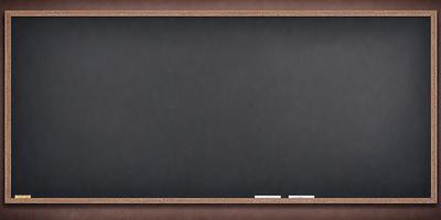 The primary subject of the image is a chalkboard with a white eraser. The setting is a classroom, and the visual style is a photo. The chalkboard is placed on a wooden frame, and the colors and mood are neutral and calm.