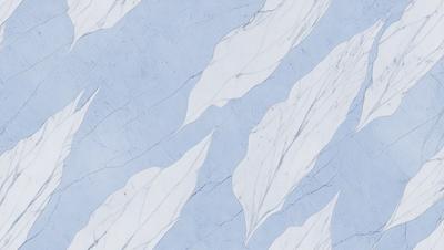 The primary subject of the image is a marble wall with a blue background. The setting is a room with a marble surface, and the visual style is a close-up of the marble wall. The colors and mood of the image are predominantly blue and white, creating a calm and elegant atmosphere.