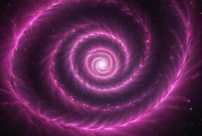 The primary subject of the image is a purple spiral, which appears to be a swirling pattern or a galaxy-like structure. The setting is a dark background, which contrasts with the bright purple color of the spiral. The visual style of the image is a combination of digital art and illustration, creating a unique and captivating visual effect. The colors and mood of the image are predominantly purple, giving it a calming and serene atmosphere.