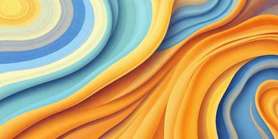 The primary subject of the image is a colorful, abstract painting featuring a yellow and blue background. The painting appears to be a digital art piece, showcasing a unique visual style. The colors and mood of the painting are vibrant and lively, creating an energetic atmosphere.