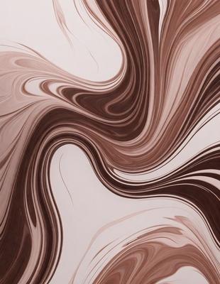 The primary subject of the image is a swirling pattern of brown and white colors, which creates a visually striking and dynamic scene. The setting is a white wall, providing a clean and uncluttered background for the pattern. The visual style of the image is a combination of digital art and illustration, as it appears to be a digital creation rather than a traditional painting or drawing. The dominant colors in the image are brown and white, creating a sense of depth and contrast. Overall, the image evokes a sense of movement