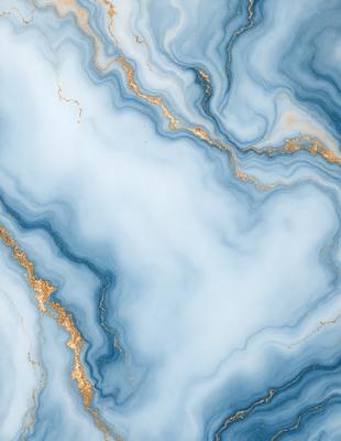 The primary subject of the image is a blue and gold marbled stone. The setting is a close-up of the marbled stone, showcasing its unique pattern and texture. The visual style is a close-up of the marbled stone, which gives it a natural and textured appearance. The colors and mood of the image are predominantly blue and gold, creating a sense of elegance and sophistication.