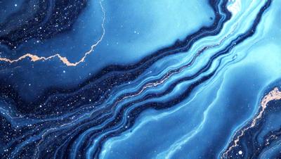 The primary subject of the image is a blue and gold swirl pattern, which appears to be a digital art or illustration. The setting is a dark blue background, and the visual style is a combination of digital art and illustration. The dominant colors are blue and gold, creating a sense of depth and intricacy in the swirl pattern.