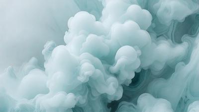 The primary subject of the image is a cloudy, blue-gray sky filled with white, puffy clouds. The setting is an outdoor environment, with the sky serving as the backdrop. The visual style of the image is a combination of photo and digital art, creating a unique and artistic representation of the clouds. The dominant colors in the image are blue, gray, and white, giving the scene a calm and serene atmosphere.