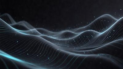 The primary subject of the image is a wave, which is the main object, scene, or focus of the image. The wave is depicted in a digital art style, with a dark background and a blue color scheme. The visual style of the image is digital art, and the colors and mood convey a sense of depth and movement.