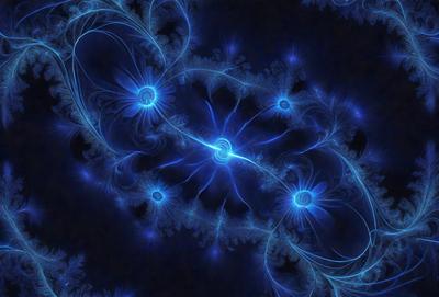 The primary subject of the image is a blue and white swirling pattern, which appears to be a digital art or illustration. The setting is a dark blue background, creating a contrasting and visually striking scene. The visual style is a combination of digital art and illustration, with the swirling pattern being the main focus of the image. The colors and mood of the image are predominantly blue, with a sense of movement and energy conveyed by the swirling pattern.
