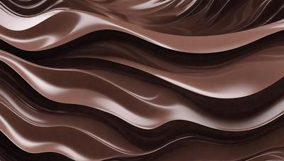 The primary subject of the image is a close-up of a chocolate-colored, swirling pattern. The setting is a dark background, which contrasts with the rich chocolate color of the swirls. The visual style appears to be a combination of a photo and a digital art or illustration, as the swirls have a textured and detailed appearance. The colors and mood of the image are predominantly dark and moody, with the chocolate color evoking a sense of warmth and indul