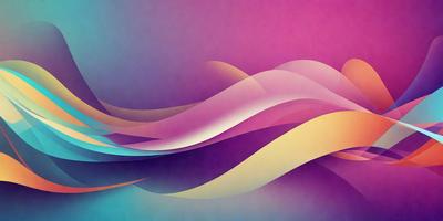 The primary subject of the image is a colorful, abstract wave pattern. The setting is a purple background, which adds to the overall mood of the image. The visual style is a combination of digital art and illustration, creating a unique and eye-catching design. The dominant colors are purple, pink, yellow, and blue, which together create a vibrant and lively atmosphere.