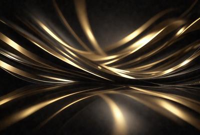 The primary subject of the image is a close-up of a gold-colored metal surface, possibly a piece of art or a decorative item. The setting appears to be a dark room, with the gold surface reflecting light and creating a visually striking scene. The visual style of the image is a close-up, which emphasizes the intricate details of the gold surface. The colors and mood of the image are predominantly gold and dark, creating a sense of luxury and sophistication.