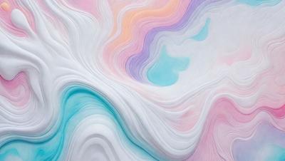 The primary subject of the image is a painting of a wave, featuring a mix of blue, pink, and white colors. The setting is a white background, and the visual style appears to be a digital art or illustration. The painting creates a sense of movement and fluidity, with the wave's colors and patterns adding to the overall mood and atmosphere.