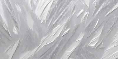 The primary subject of the image is a close-up of a white, shiny, and textured surface. The setting appears to be a room with a wall, and the visual style is a combination of a photo and digital art. The dominant colors are white and silver, creating a clean and modern atmosphere.