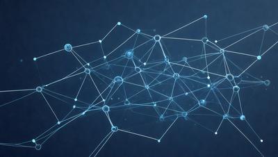 The primary subject of the image is a complex network of interconnected lines, which are blue in color. The setting is a dark blue background, creating a contrasting effect. The visual style appears to be a digital art or illustration, as the lines are intricately connected and form a cohesive pattern. The overall atmosphere is one of intricacy and organization, with the blue lines creating a sense of order and harmony.