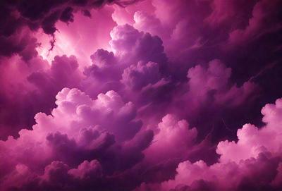The primary subject of the image is a purple cloudy sky with a few white clouds. The setting is a cloudy sky, and the visual style is a photo. The dominant colors are purple and white, creating a moody and dramatic atmosphere.