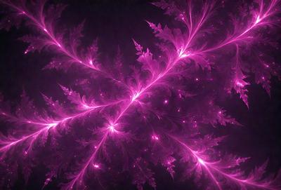 The primary subject of the image is a purple and pink floral pattern. The setting is a dark background, which contrasts with the vibrant colors of the floral pattern. The visual style appears to be a combination of digital art and illustration, creating a unique and eye-catching design. The dominant colors in the image are purple and pink, giving the overall atmosphere a sense of warmth and beauty.