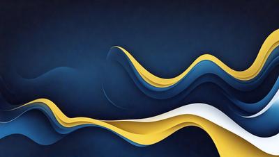 The primary subject of the image is a blue and yellow wave pattern. The setting is a dark blue background, which contrasts with the vibrant colors of the wave pattern. The visual style is a digital art or illustration, as the wave pattern is created with a combination of blue and yellow colors. The overall atmosphere of the image is dynamic and energetic, as the wave pattern suggests movement and flow.