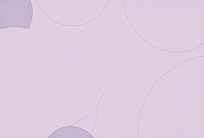 The primary subject of the image is a purple background with a pattern of circles. The setting is a white surface, and the visual style appears to be a combination of a photo and a pattern. The dominant colors are purple and white, creating a calm and soothing atmosphere.