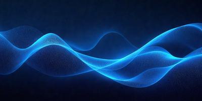 The primary subject of the image is a blue wave, which is the main object, scene, or focus of the image. The setting or background is a dark blue sky, and the visual style is a digital art or illustration. The dominant colors and overall atmosphere are blue and dark, creating a sense of depth and tranquility.