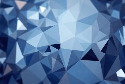The primary subject of the image is a blue geometric pattern, which appears to be a digital art or illustration. The setting is a blue background, and the visual style is a close-up of the geometric pattern. The dominant colors are blue and white, creating a calm and soothing atmosphere.