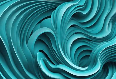 The primary subject of the image is a large, blue, swirling sculpture or artwork. The setting is a blue background, which complements the vibrant blue color of the artwork. The visual style appears to be a combination of digital art and illustration, creating a unique and eye-catching piece. The colors and mood of the image are predominantly blue, giving it a calming and serene atmosphere.