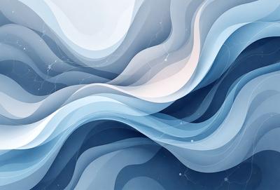 The primary subject of the image is a blue and white ocean wave. The setting is a blue and white ocean, with a starry background. The visual style is a digital art or illustration, creating a serene and calming atmosphere. The dominant colors are blue and white, with the starry background adding a touch of mystery and wonder to the scene.
