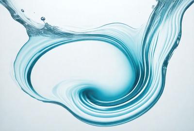 The primary subject of the image is a blue swirl, which appears to be a digital art or illustration. The setting is a white background, and the visual style suggests that it is a digital creation. The dominant colors in the image are blue and white, creating a calm and soothing atmosphere.