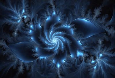 The primary subject of the image is a spiral pattern, which is the main object, scene, or focus of the image. The setting or background features a blue and white color scheme, giving the image a vibrant and lively atmosphere. The visual style of the image is a combination of digital art and illustration, creating a unique and captivating design. The colors and mood of the image are predominantly blue and white, with a touch of purple, giving it a serene and calming appearance.