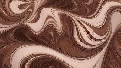 The primary subject of the image is a close-up of a chocolate-colored pattern, which appears to be a swirling, flowing design. The setting is a surface with a brown color, possibly a table or a wall. The visual style of the image is a close-up of the chocolate pattern, which gives it a detailed and intricate appearance. The colors and mood of the image are predominantly brown, creating a warm and rich atmosphere.