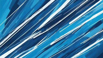 The primary subject of the image is a blue and white painting or drawing, featuring a pattern of blue and white stripes. The setting is a blue background, which complements the artwork. The visual style appears to be a combination of digital art and illustration, creating a unique and eye-catching piece. The colors and mood of the image are predominantly blue and white, giving it a calm and soothing atmosphere.