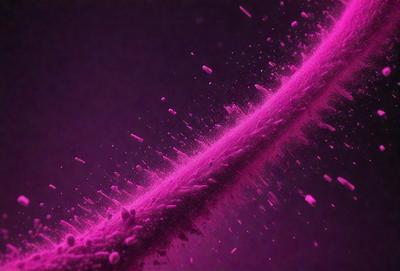 The primary subject of the image is a pink, purple, and white splash of paint, which appears to be a close-up of a paintbrush. The setting is a dark background, which contrasts with the vibrant colors of the paint. The visual style is a combination of a photo and digital art, as the paintbrush appears to be digitally manipulated. The colors and mood of the image are predominantly pink and purple, creating a sense of creativity and artistic expression.