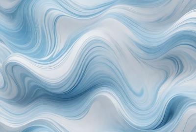 The primary subject of the image is a blue and white wave pattern. The setting is a blue background, and the visual style appears to be a digital art or illustration. The dominant colors are blue and white, creating a calm and soothing atmosphere.