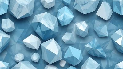 The primary subject of the image is a collection of blue and white geometric shapes, which are arranged in a visually appealing manner. The setting is a blue background, which provides a contrasting and complementary color to the shapes. The visual style of the image is a combination of digital art and illustration, creating a unique and eye-catching design. The dominant colors in the image are blue and white, which contribute to a calm and soothing atmosphere.