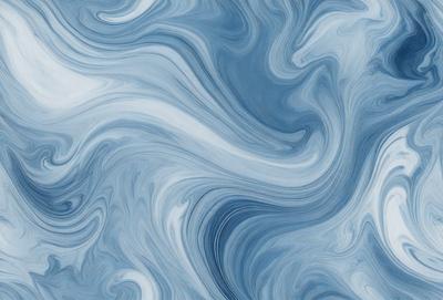 The primary subject of the image is a blue and white swirling pattern, which appears to be a digital art or illustration. The setting is a blue background, and the visual style is a combination of digital art and illustration. The dominant colors are blue and white, creating a calm and soothing atmosphere.