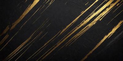 The primary subject of the image is a painting or drawing featuring a black background with gold streaks. The setting appears to be a canvas or a wall, and the visual style is a combination of artistic elements, such as gold paint or a pattern, creating a unique and eye-catching design. The colors and mood of the image are predominantly black and gold, giving it a sophisticated and elegant appearance.