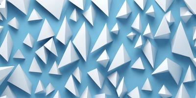 The primary subject of the image is a blue wall with a pattern of white triangles. The setting is a room with a blue background, and the visual style is a digital art or illustration. The dominant colors are blue and white, creating a calm and soothing atmosphere.