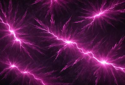 The primary subject of the image is a purple background with a pink light streaking through it. The setting appears to be a dark room, and the visual style is a combination of a photo and digital art. The colors and mood of the image are predominantly purple and pink, creating a vibrant and energetic atmosphere.