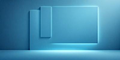 The primary subject of the image is a blue wall with a blue square on it. The setting is a room with a blue background. The visual style is a digital art or illustration, as the blue square appears to be a part of a larger design. The colors and mood of the image are predominantly blue, creating a calm and serene atmosphere.