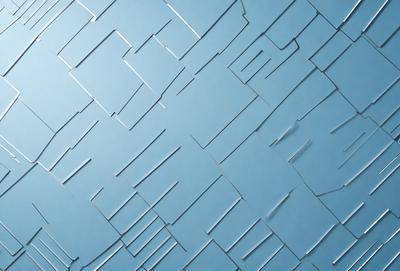 The primary subject of the image is a blue wall with a pattern of white lines. The setting is a room with a blue background. The visual style is a combination of digital art and illustration. The dominant colors are blue and white, creating a calm and soothing atmosphere.