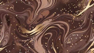 The primary subject of the image is a swirling pattern of gold and brown colors, which creates a visually striking and artistic scene. The setting is a dark background, which contrasts with the gold and brown colors, making them stand out even more. The visual style of the image is a combination of digital art and illustration, as it appears to be a digital painting or drawing. The colors and mood of the image are warm and inviting, with the gold and brown tones evoking a sense of luxury and s