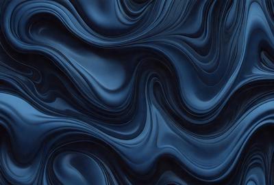 The primary subject of the image is a blue, swirling pattern that resembles a blue ocean. The setting is a dark blue background, which contrasts with the swirling pattern. The visual style is a digital art or illustration, as the swirling pattern is created through a digital medium. The dominant colors are blue and black, giving the image a calm and serene atmosphere.