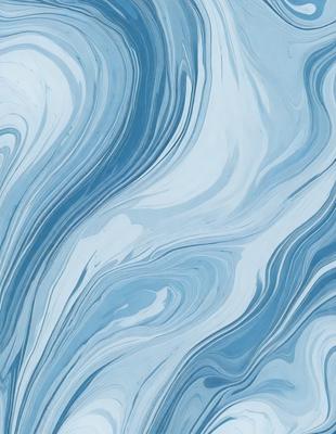 The primary subject of the image is a blue and white ocean wave. The setting is the ocean, with the wave crashing against the surface. The visual style is a digital art or illustration, creating a dynamic and fluid appearance. The dominant colors are blue and white, giving the image a calming and serene atmosphere.